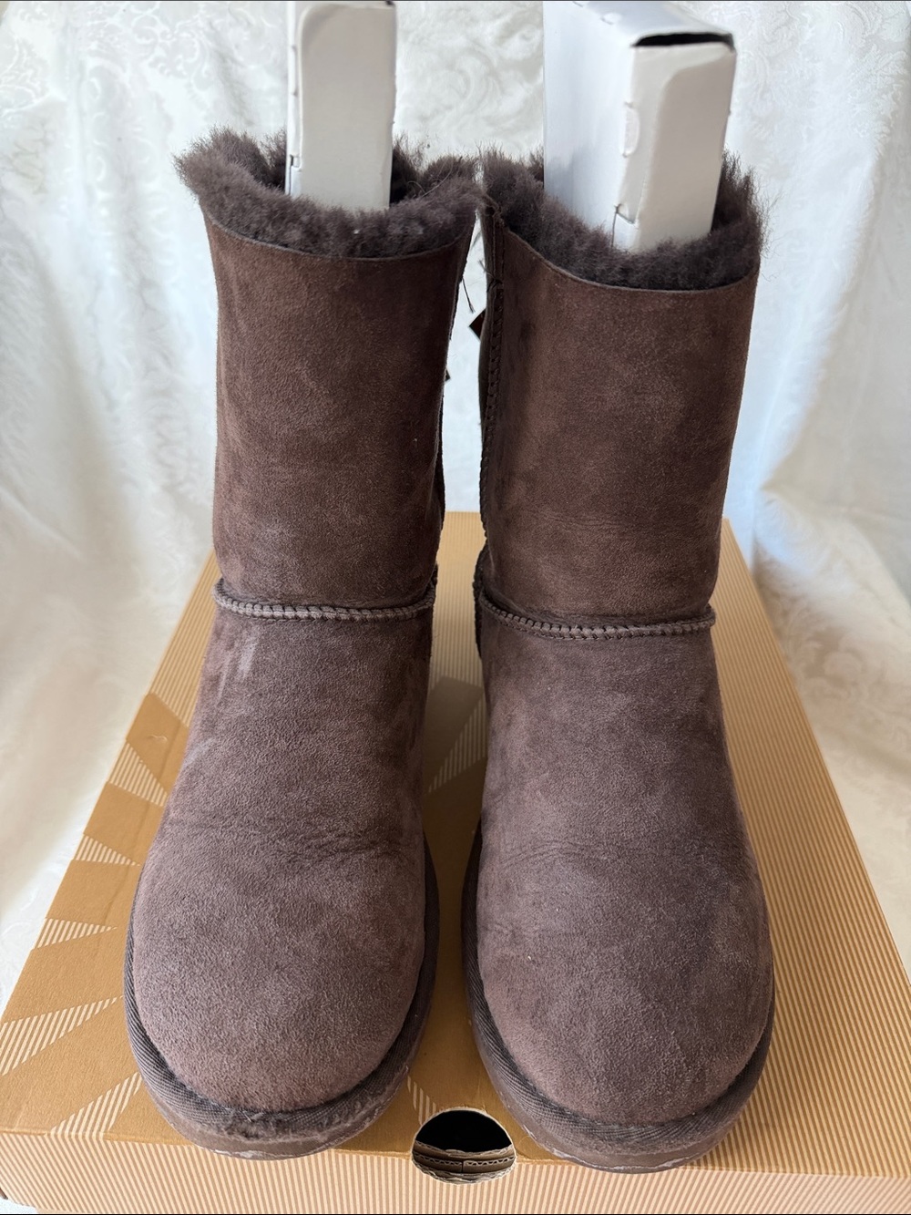 UGG Chocolate Brown Classic Short Shearling Boots - Women